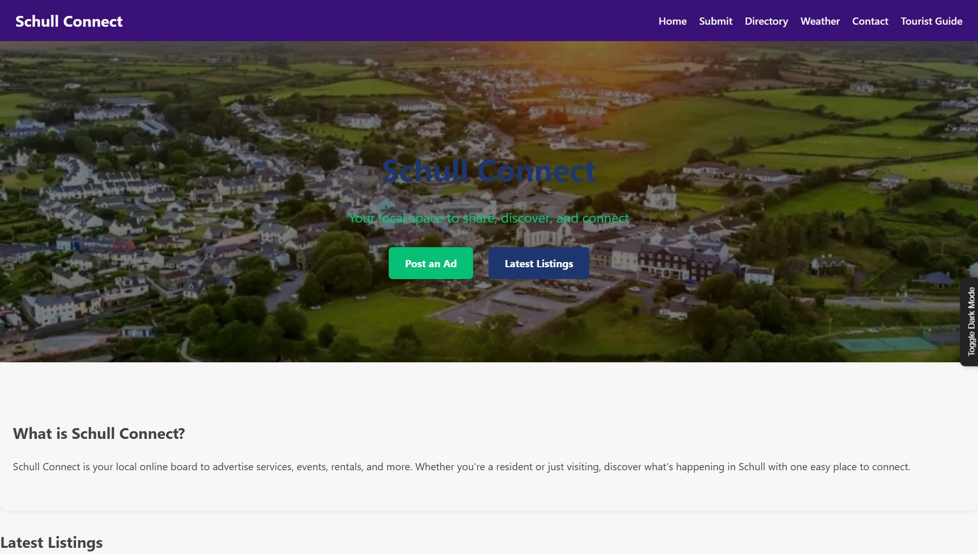 Schull Connect notice board website design by PixelCork